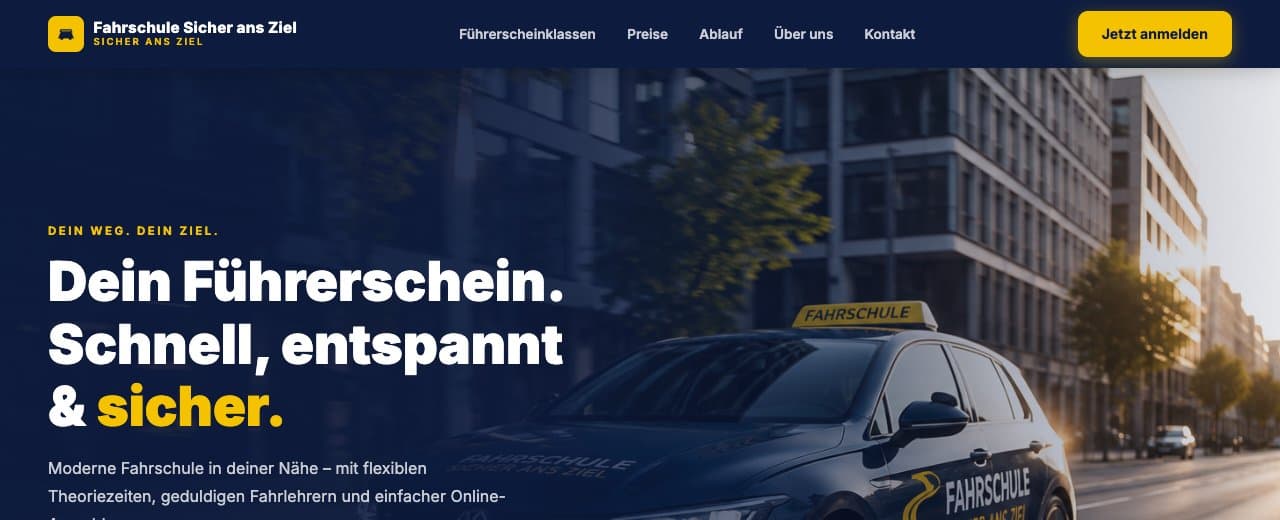 Konzept Fahrschule Sicher ans Ziel