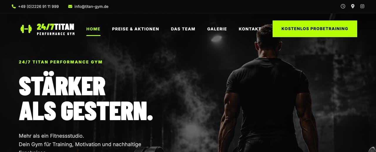 Konzept TITAN 24/7 Performance Gym